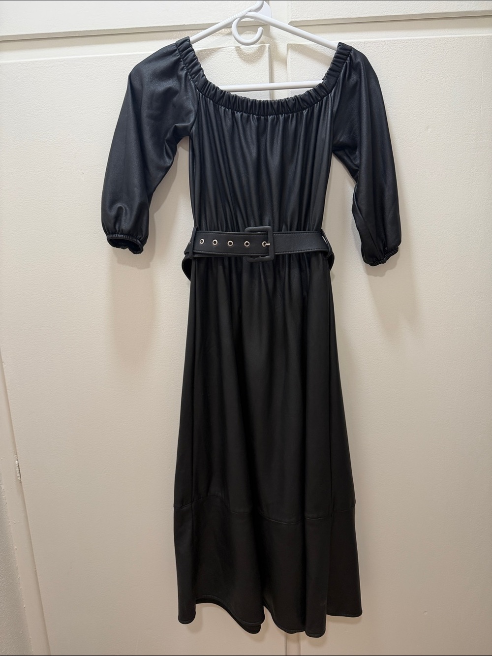 Blossom & Thorn Black Off-Shoulder Maxi Dress with Belt
